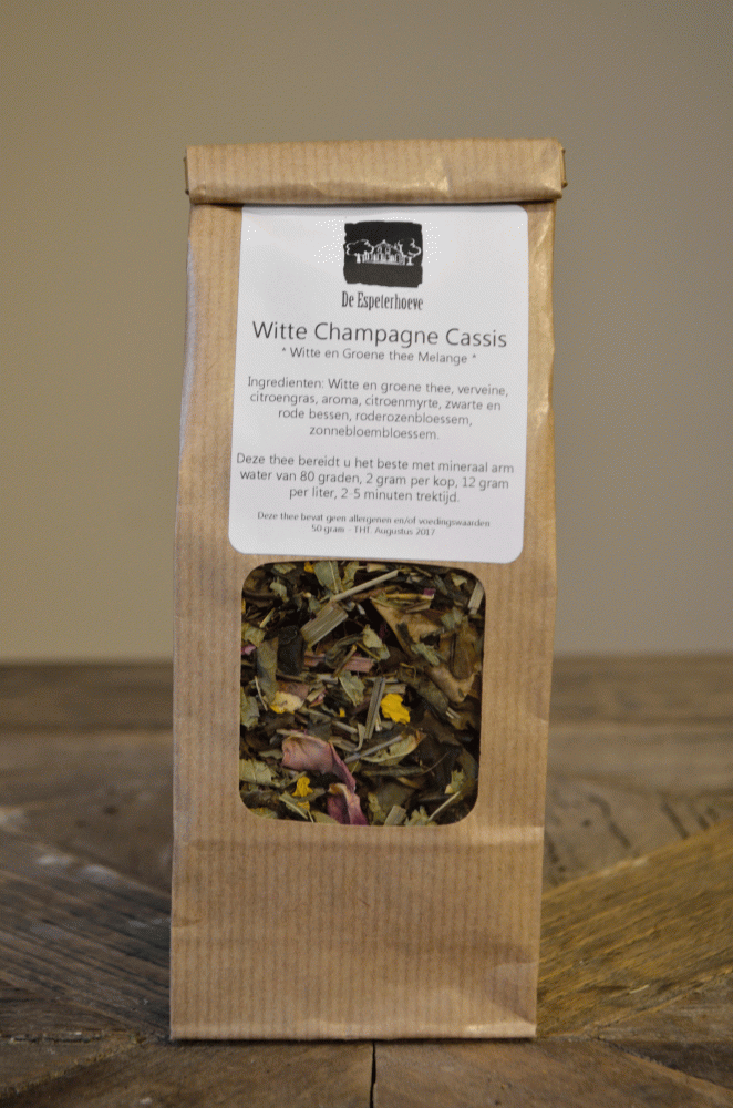 Witte champagne cassis thee 50 gram